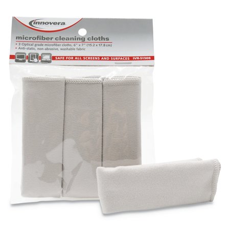 INNOVERA Microfiber Cleaning Cloths, 6" x 7", PK3 IVR51506